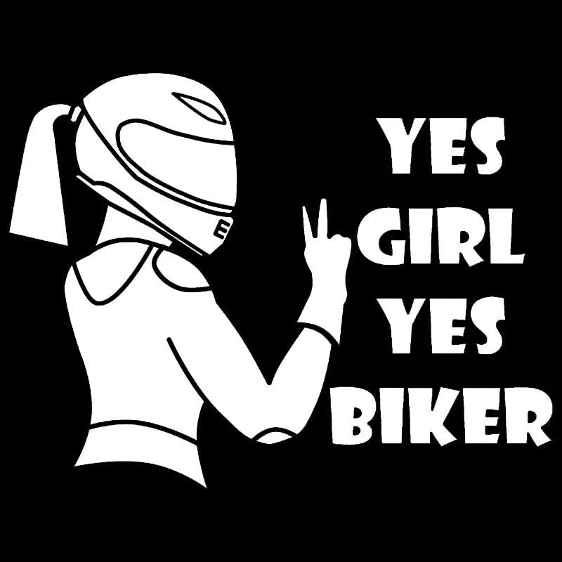 Cool Girl Rider black character vinyl car sticker measuring 16cm by 15cm.
