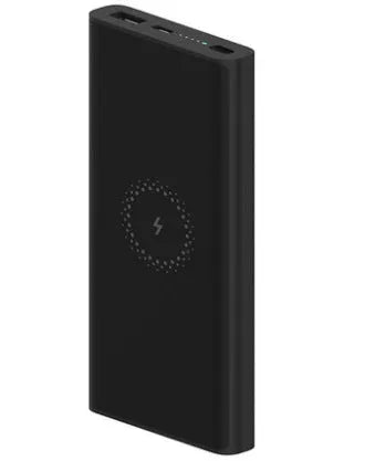 White 10000mAh power bank showing USB-C port and wireless charging surface