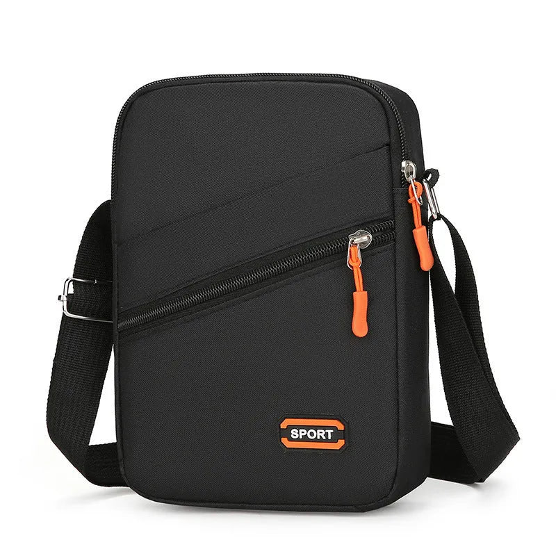 Oxford cloth commuter bag in black, navy blue, or silver grey with contrasting details