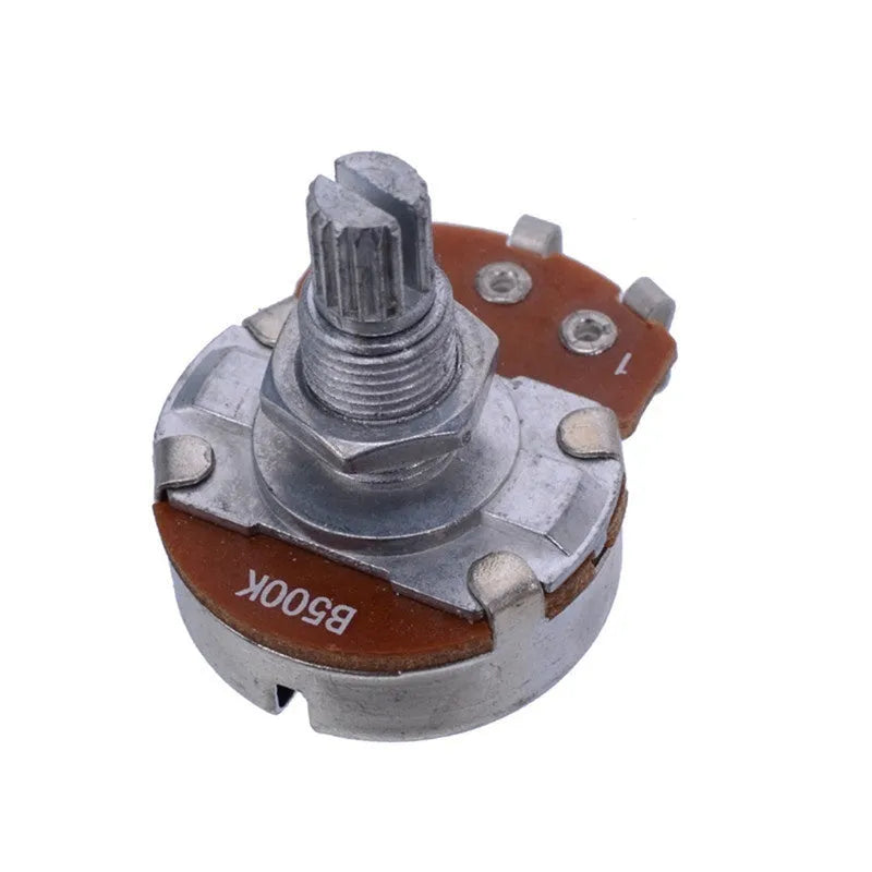 Metal electric guitar potentiometer knob for tone and volume control replacement.