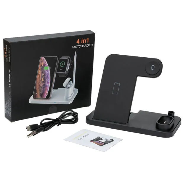 4-in-1 wireless charging station with adjustable magnetic phone stand, charging Apple Watch, AirPods and Apple Pencil simultaneously