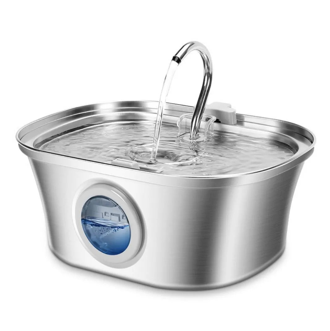 All stainless steel pet water dispenser round runway type large capacity for cats and dogs
