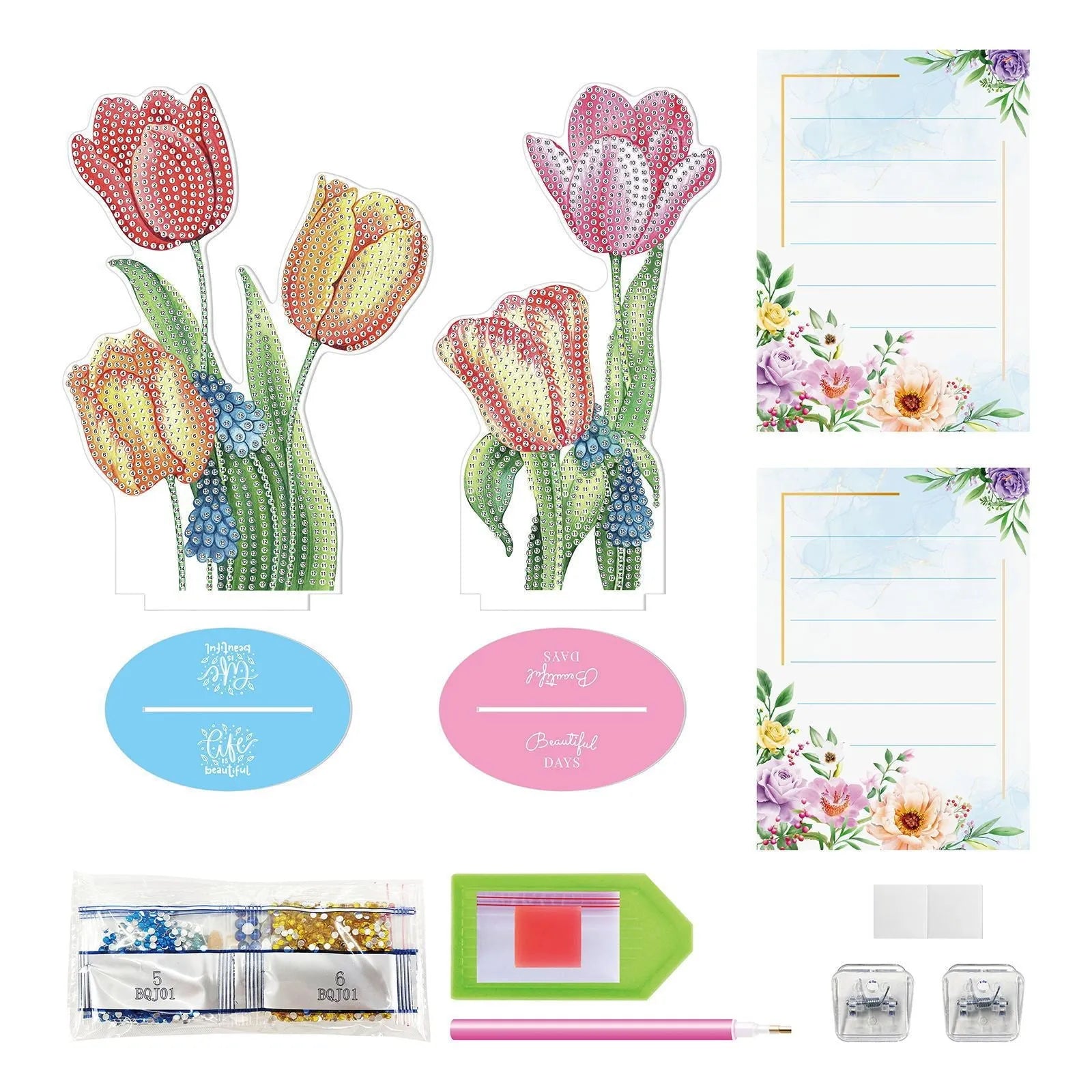 Handmade diamond painting decorative note clip kit with American style design for desktop display
