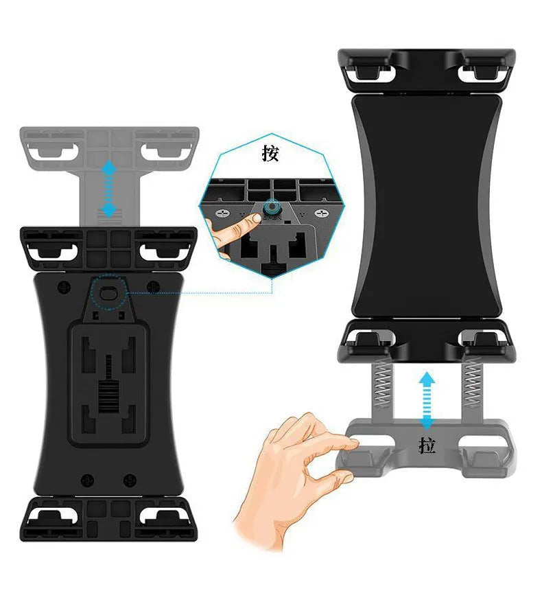 Black universal mobile phone and tablet bicycle handle stand for live streaming on handlebar