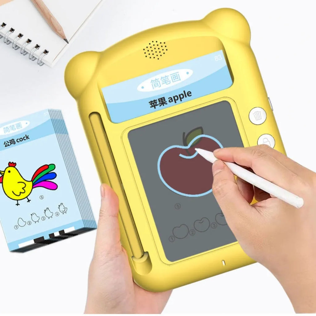 Yellow Creative Stick Figure Bilingual Early Learning Machine V3 with educational cards
