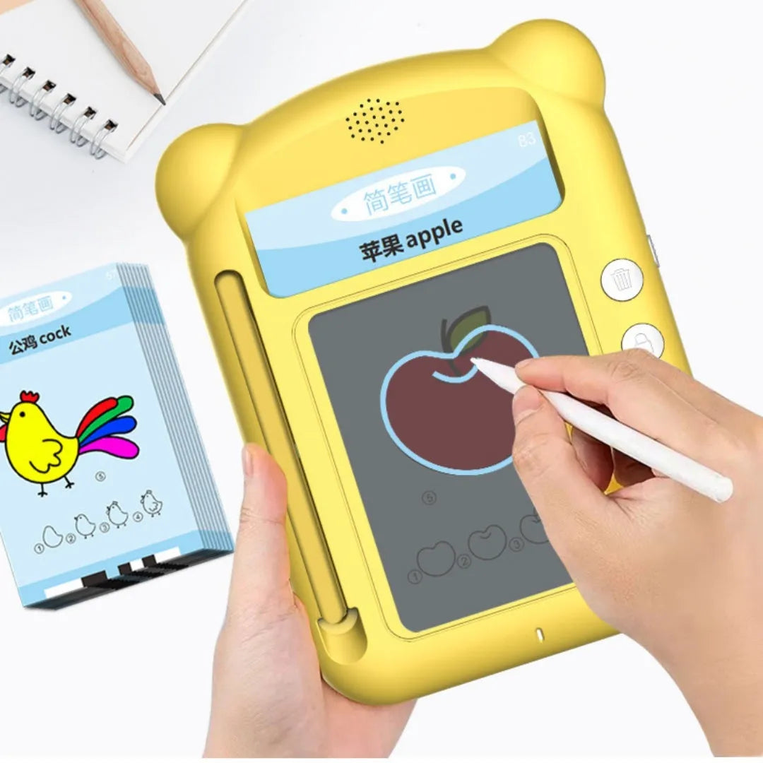 Yellow Creative Stick Figure Bilingual Early Learning Machine V3 with educational cards