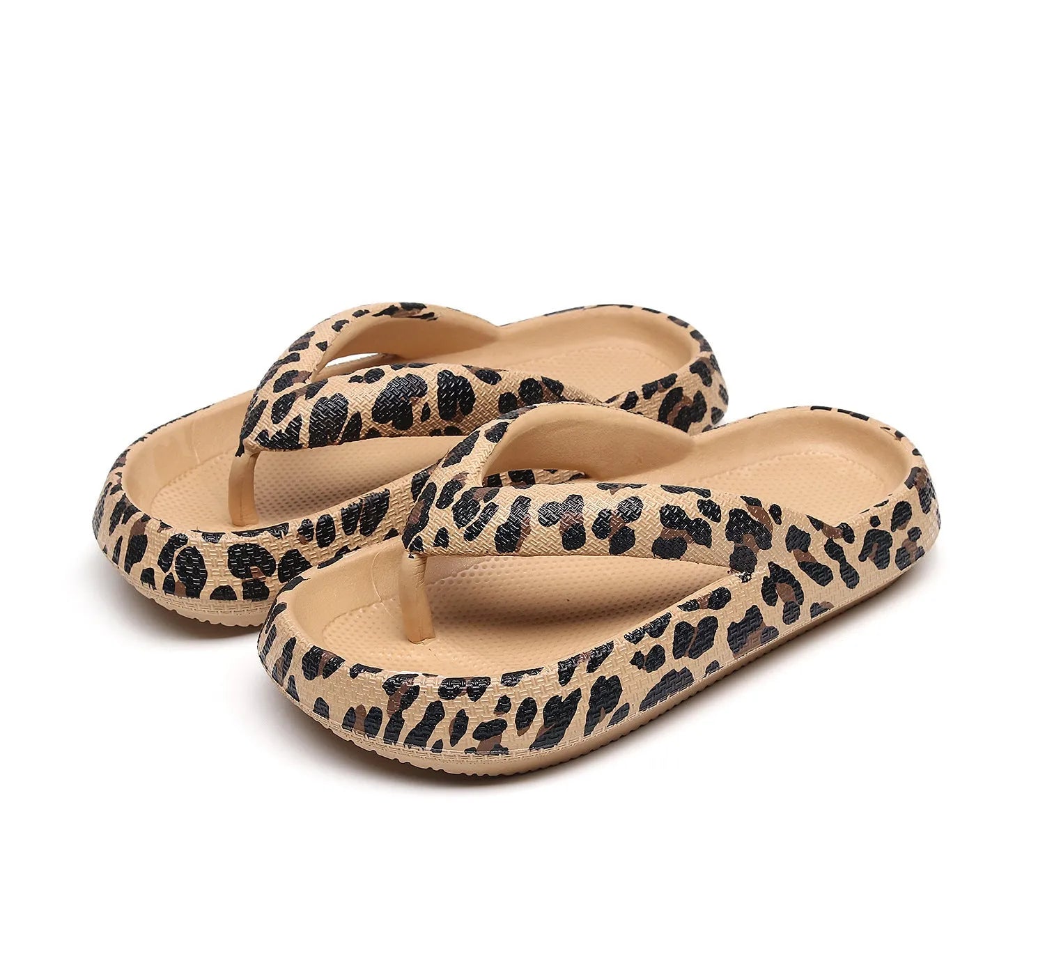 Women's thick-soled EVA flip-flops in various colours with herringbone toe holder