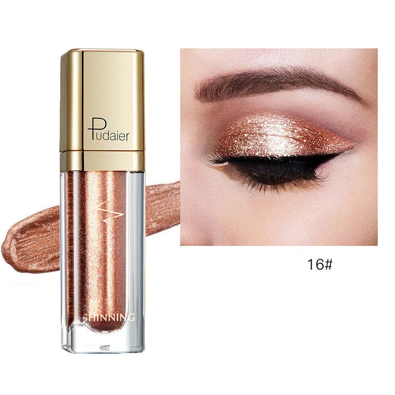 18-colour glitter eyeshadow palette with mother-of-pearl shades including Beige, Rose Gold, and Sapphire Blue