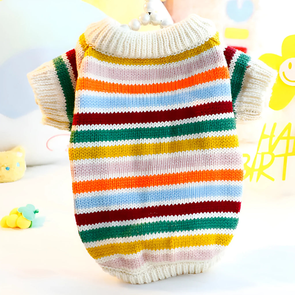 Cute wool dog sweater for small and medium pets, casual knit pullover in neutral colour