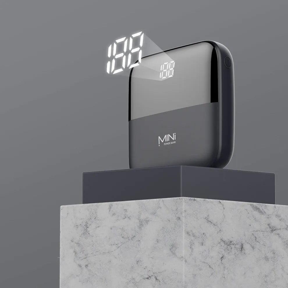 10000mAh Android portable power bank with digital display showing battery percentage