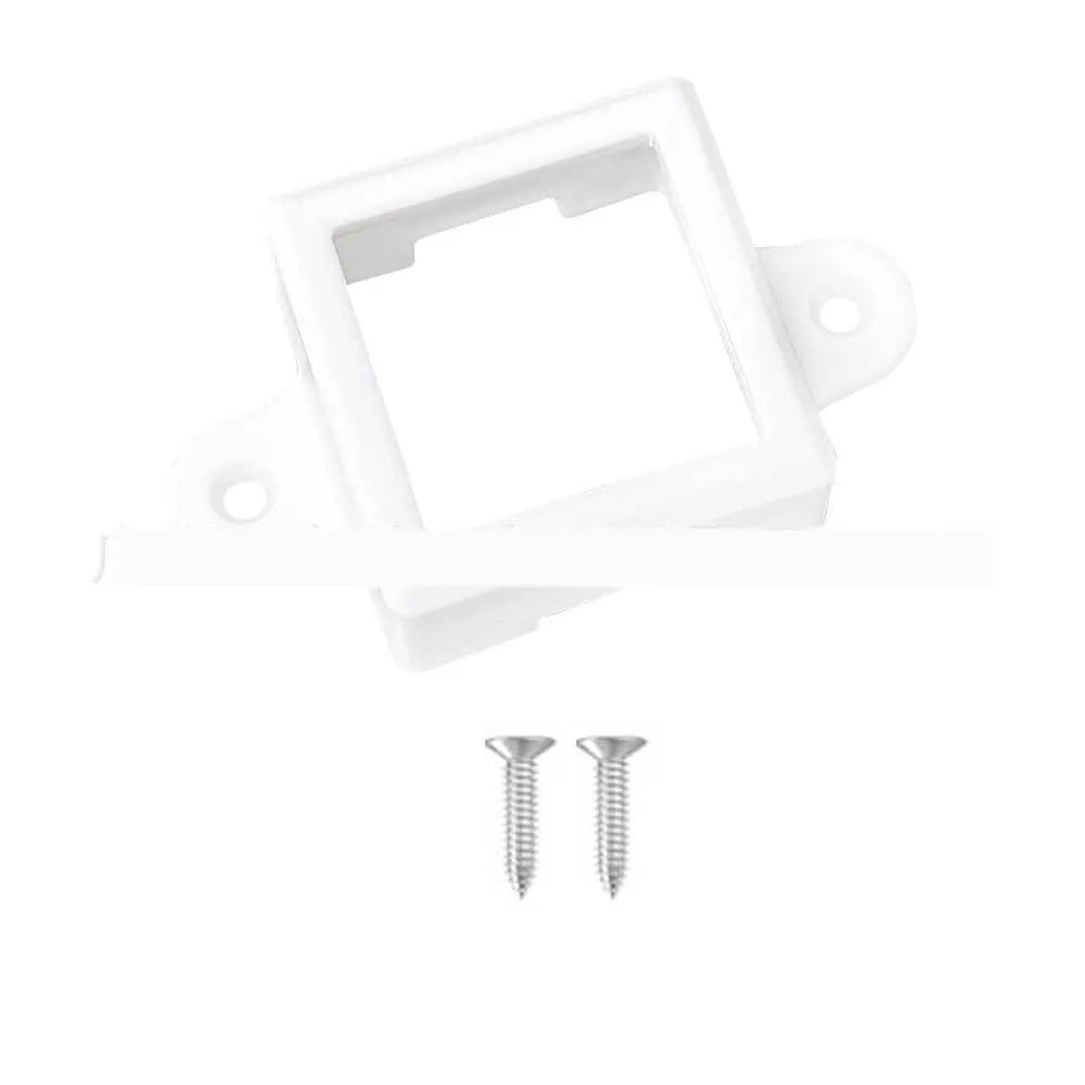 White plastic LED light protective lampshade with fixed bracket, dimensions 1.7cm by 6cm.