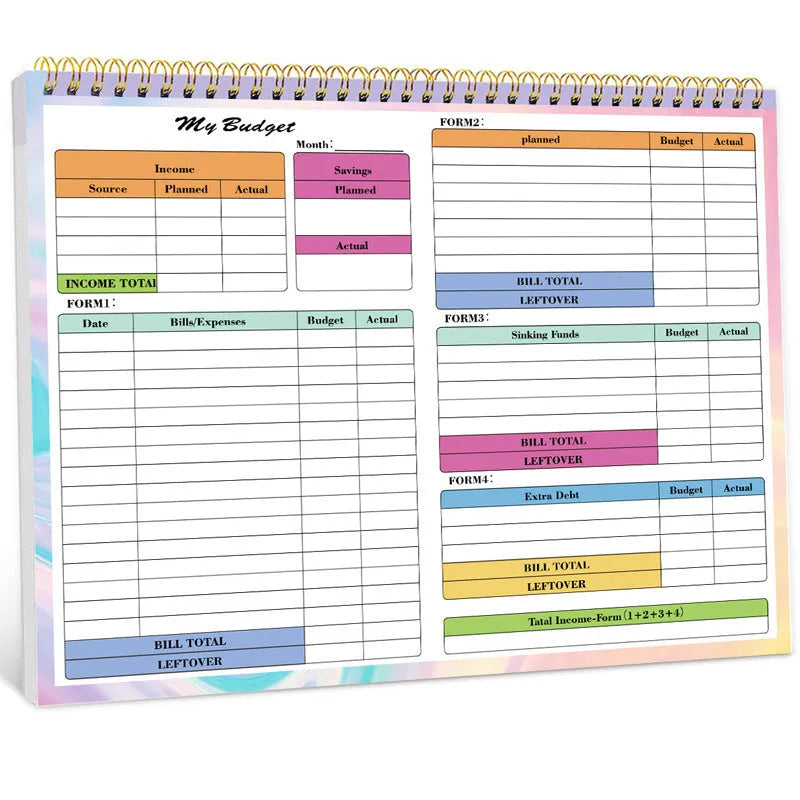 B5 spiral-bound wealth management notebook with PP plastic cover for income and expenditure tracking