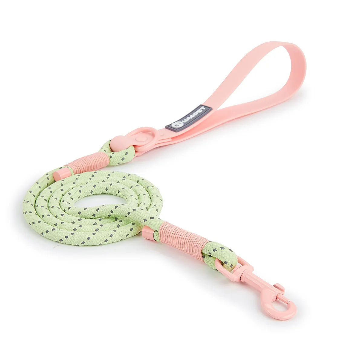 PVC solid colour dog leash with hand holding rope in dark red or taoyao green, 120cm length
