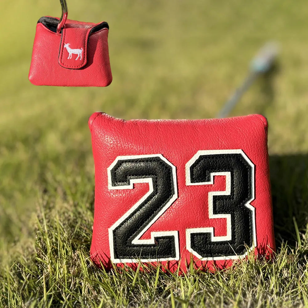 A single PU golf club sleeve in a choice of black, white, red, or yellow colours, designed to protect an iron or putter head.