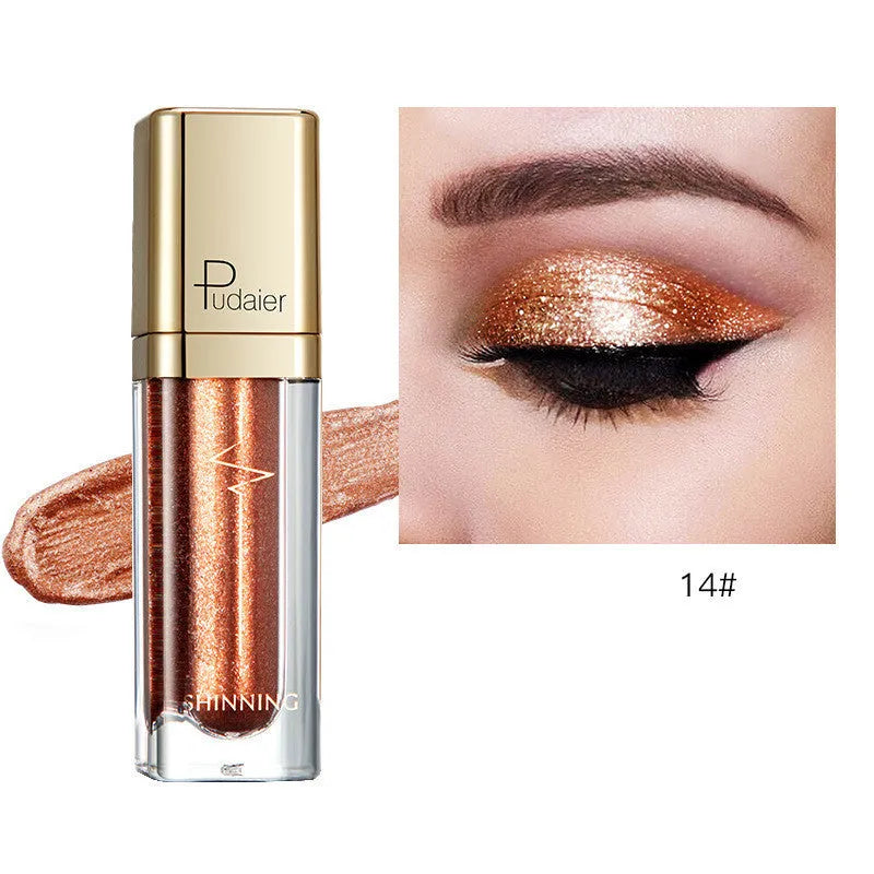 18-colour glitter eyeshadow palette with mother-of-pearl shades including Beige, Rose Gold, and Sapphire Blue
