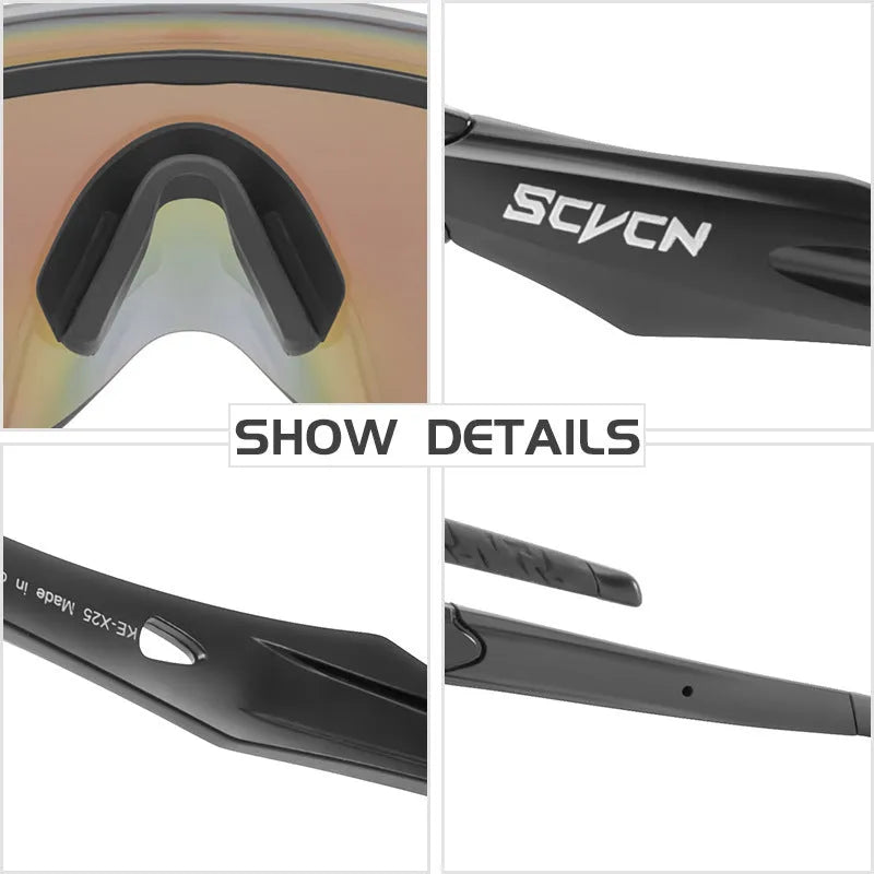 Frameless athletic windproof glasses with colourful integrated lens in sports design