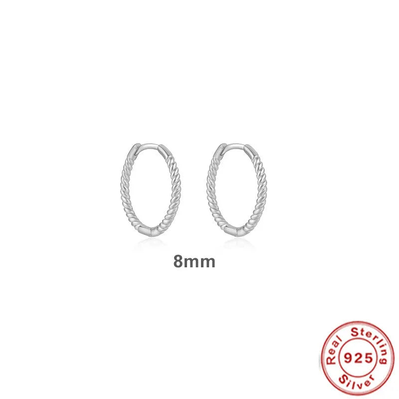 Sterling silver twisted hipster earrings in geometric round design with gold or platinum plating