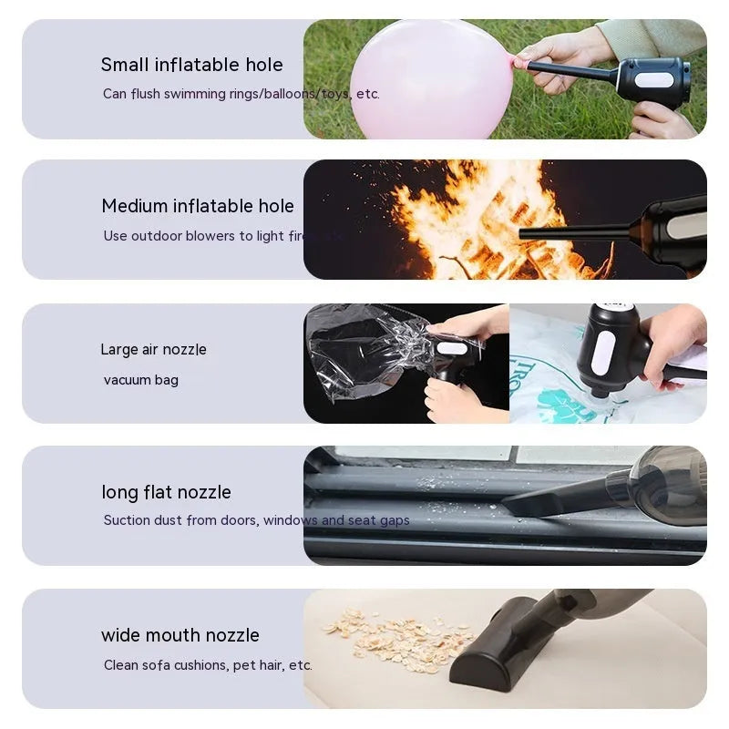 Standard Black car wireless handheld vacuum cleaner with 6KPa suction, 4000mAh battery, and Type-C port