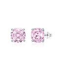 Pink S925 sterling silver rose stud earrings in 6mm or 8mm floral designs for women