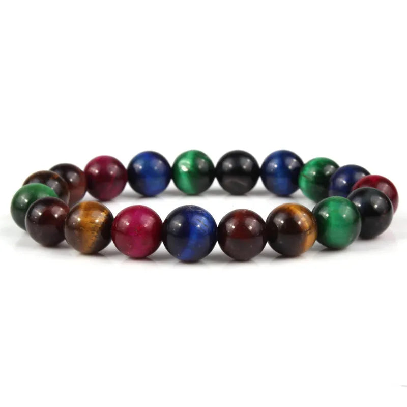 Natural tigereye crystal bead bracelet with round beads in a choice of colours and sizes.