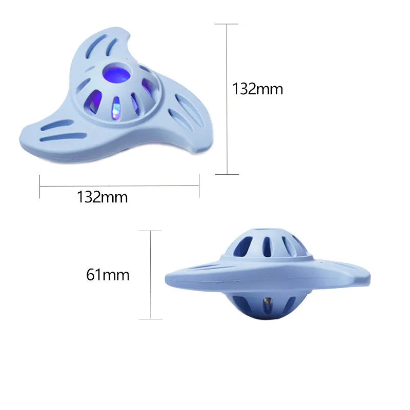 Blue boomerang-shaped molar dog toy for medium and large breed puppies