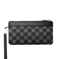 Black men's cowhide leather clutch wallet showing front view.