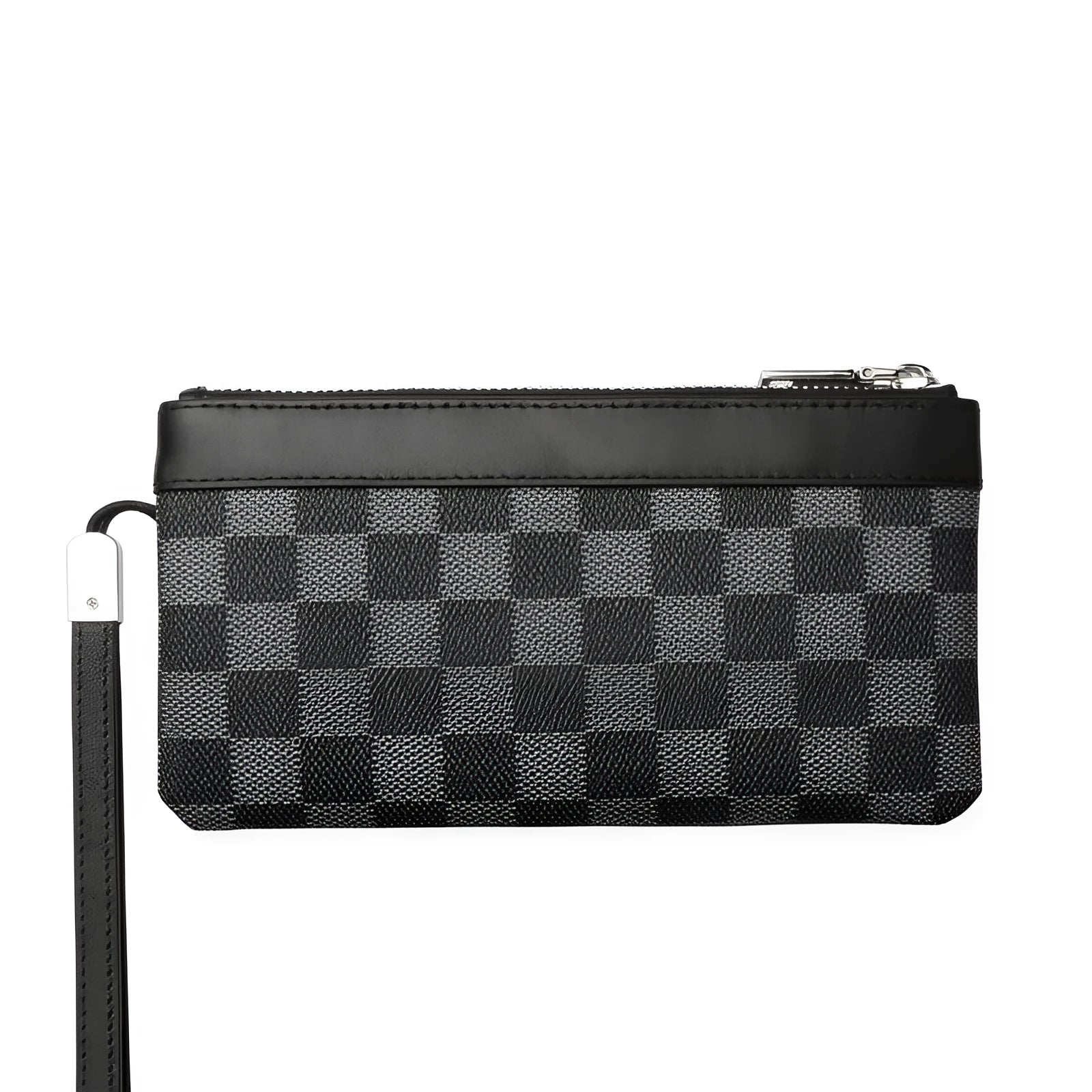 Black men's cowhide leather clutch wallet showing front view.