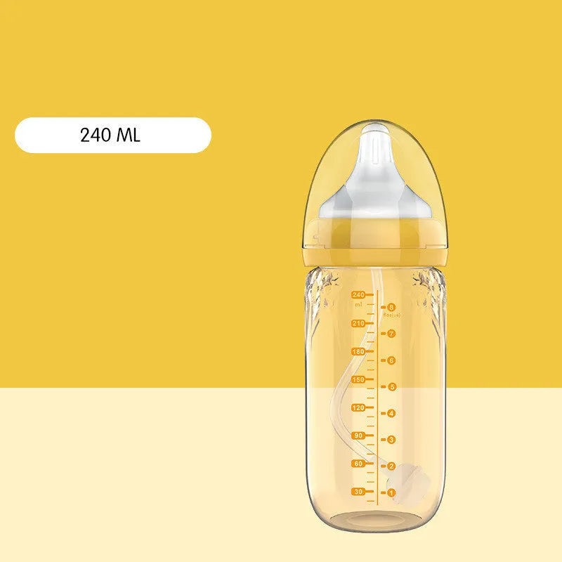 Baby constant temperature glass feeding bottle with USB heating sleeve and handle 240ml
