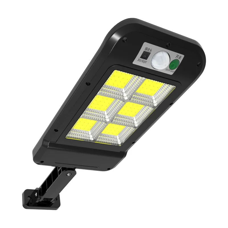 Solar wall light with 160COB LED and polysilicon solar panel for outdoor motion-activated lighting