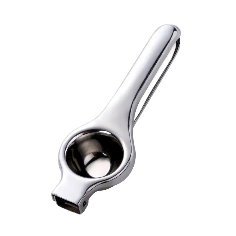 Manual stainless steel citrus juicer with hand press and round feed opening available in multiple colours