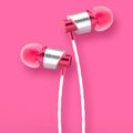 Wired in-ear headphones with 3.5mm plug and microphone in black, blue or red colours