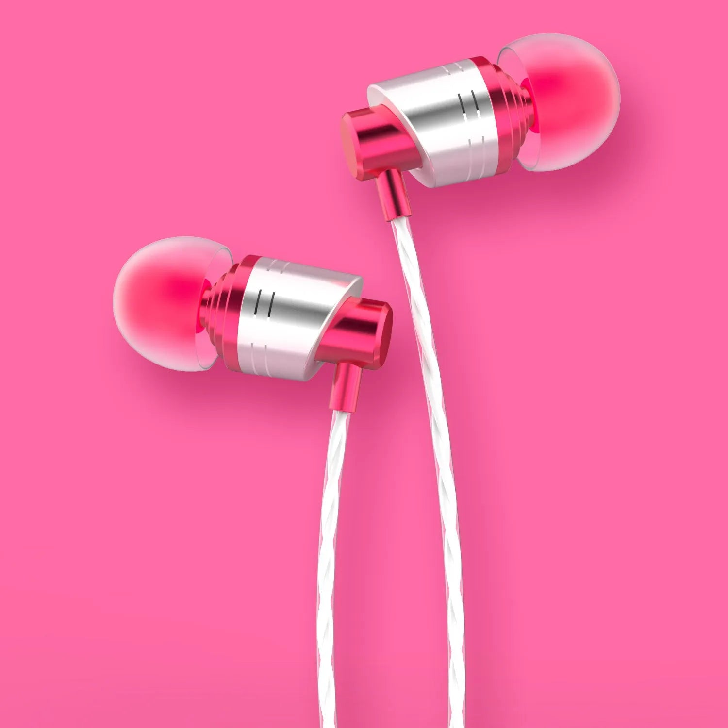 Wired in-ear headphones with 3.5mm plug and microphone in black, blue or red colours