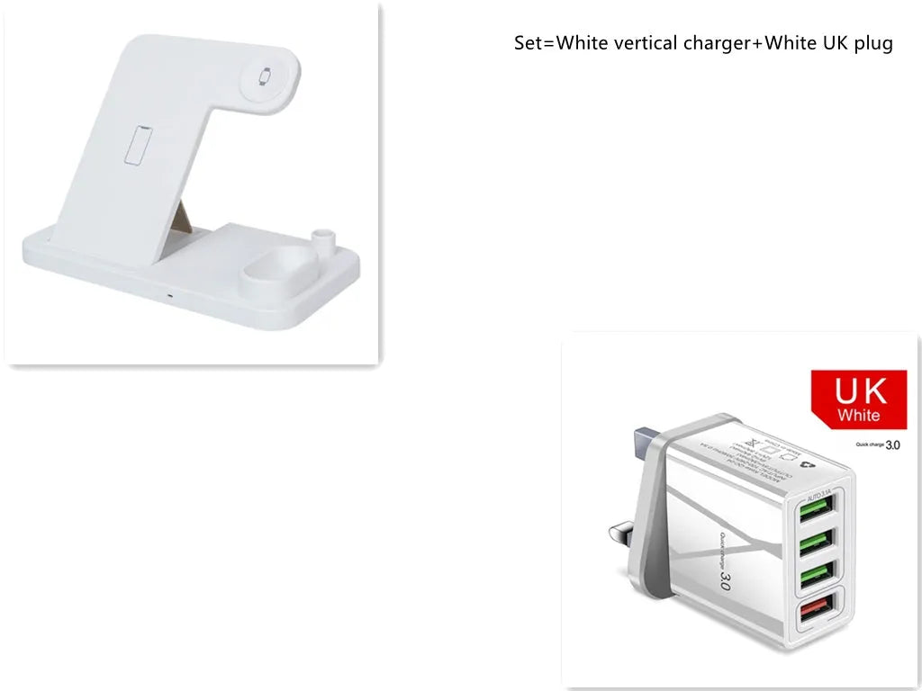 4-in-1 wireless charging station with adjustable magnetic phone stand, charging Apple Watch, AirPods and Apple Pencil simultaneously