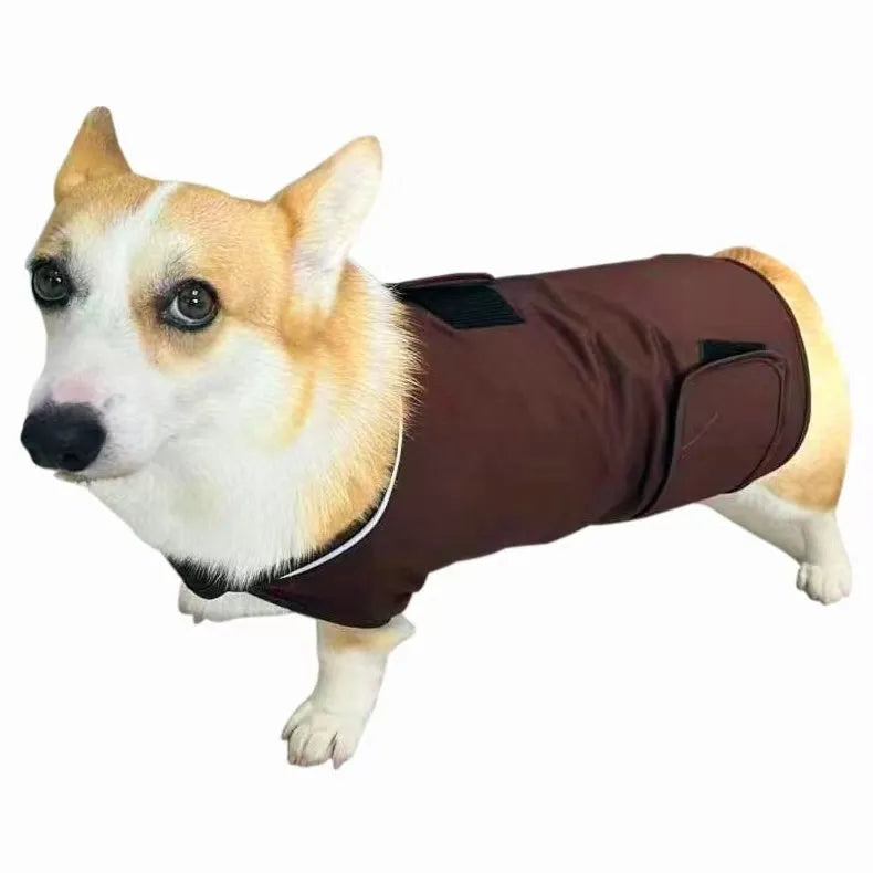 Brown brocade cotton dog tank top for separation anxiety relief with casual pet clothing design