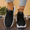 Women's low-top mesh sports shoes with a platform sole and round toe in a solid colour.