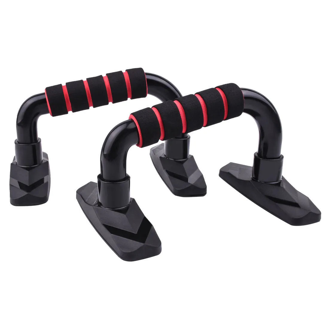 I-shaped push up bars in various colours for arm, chest, core and shoulder muscle training exercises