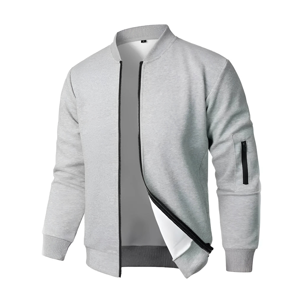 Men's knitted jacket in black gray or blue with long sleeves and loose light business fit cotton blend