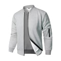 Men's knitted jacket in black gray or blue with long sleeves and loose light business fit cotton blend