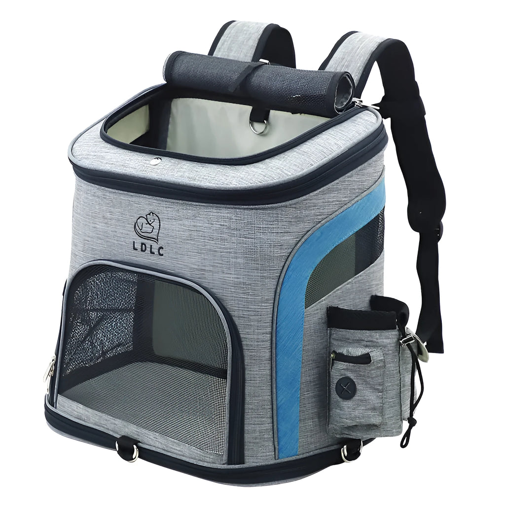 Breathable nylon pet backpack for cats and dogs up to 20 kg in gray, green, orange, blue colours