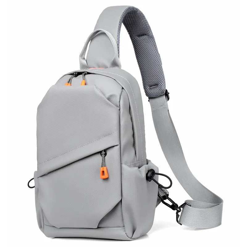 Men's black polyester crossbody bag with single shoulder strap