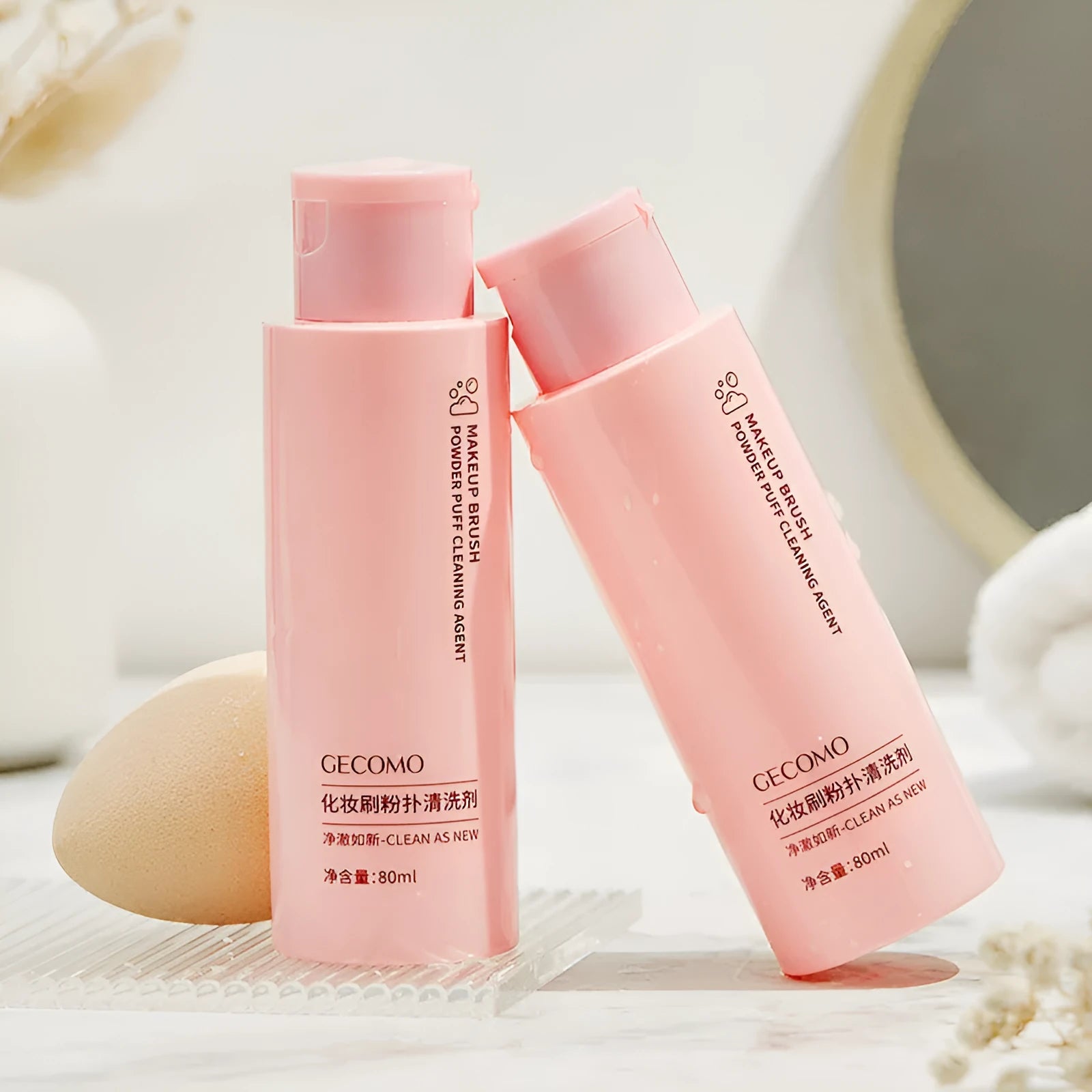 Makeup brush and beauty sponge cleaning kit with 80ml detergent bottle and 75ml spray bottle