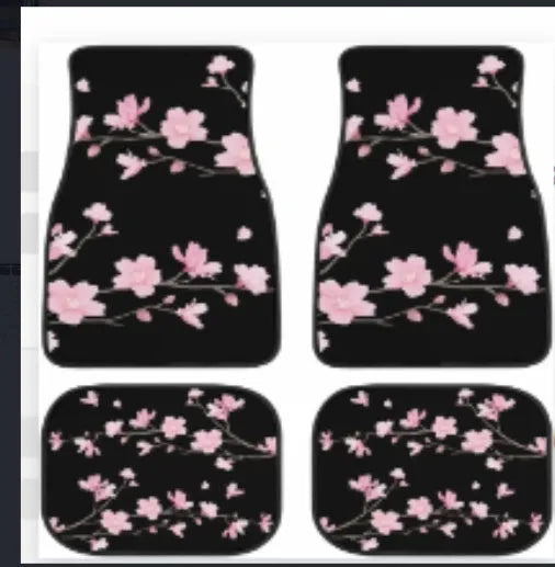 Black printed rubber car foot mat set showing 20mm thickness and waterproof texture for universal vehicle fit