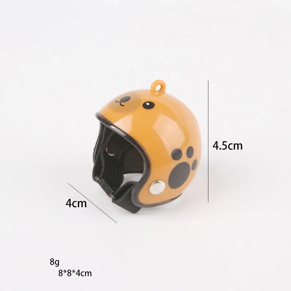 Small adjustable plastic helmet for chickens and birds with elastic bands and sponge lining