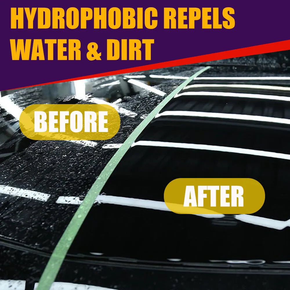 Purple car nano coating spray bottle in 30ml and 100ml sizes for exterior maintenance.