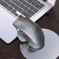 Black T32 wireless vertical ergonomic mouse with aluminium side roller on a desk