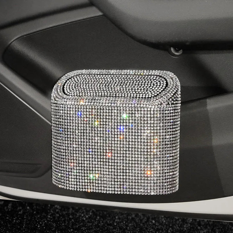Coloured diamond car trash can plastic plug-in 16x14x6.4cm with studded pattern