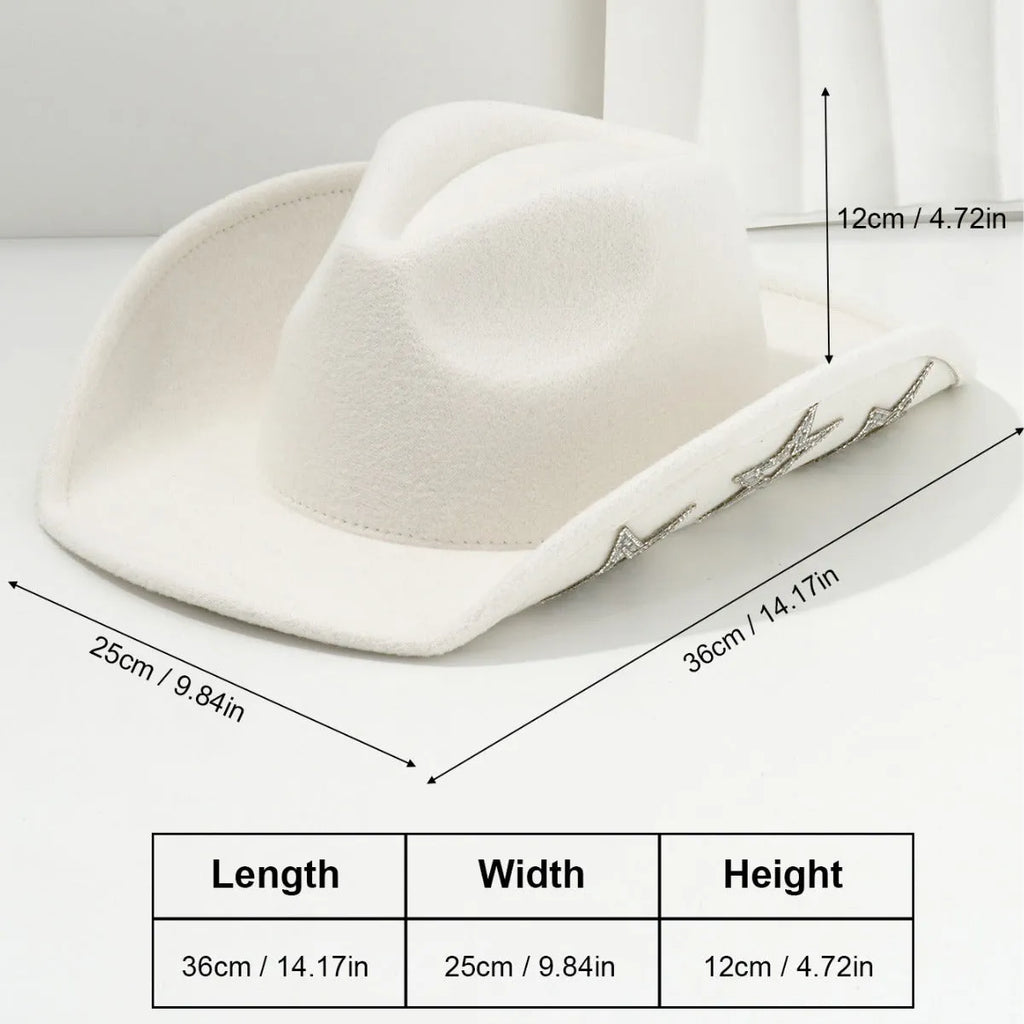 Polyester woven western cowboy hat with conical crown in beige colour with hexagonal star details