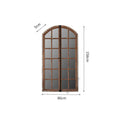 Terrace style distressed wooden frame wall mirror with log colour finish and glass panels