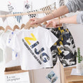 Cotton camouflage children's summer suit in white for boys and girls, sizes 90-140cm