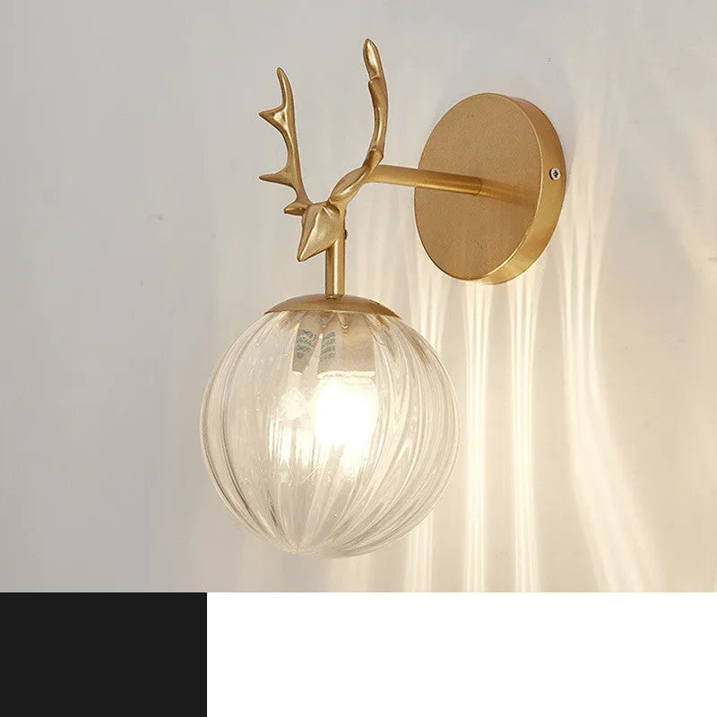 Minimalist round Nordic style glass wall lamp on a white wall